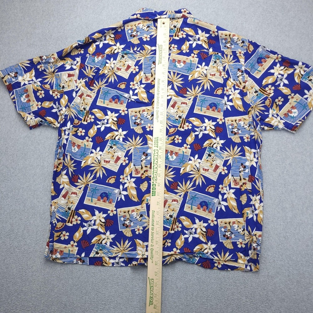 Disney Store Shirt Mens Large Blue Hawaiian Mickey Minnie Short Sleeve Button Up - Picture 7 of 10